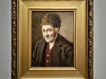 Antique German Portrait Oil Painting on Canvas, Original Signed Artwork, Gold Framed Wall Art, Home Decor Wall Art, Collectible Fine Art