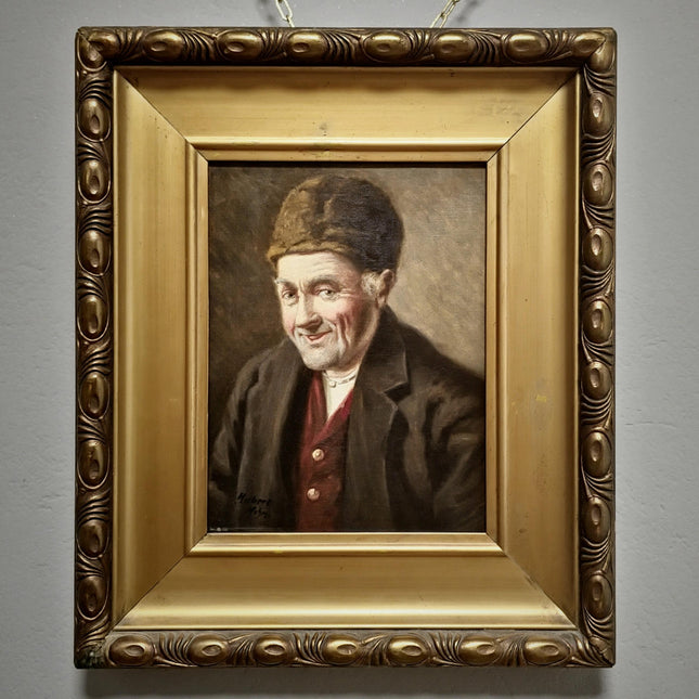 Antique German Portrait Oil Painting on Canvas, Original Signed Artwork, Gold Framed Wall Art, Home Decor Wall Art, Collectible Fine Art