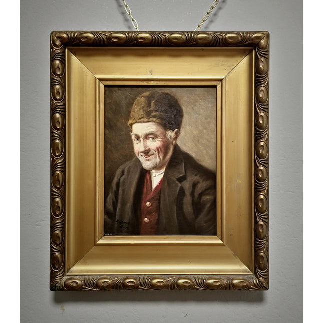 Antique German Portrait Oil Painting on Canvas, Original Signed Artwork, Gold Framed Wall Art, Home Decor Wall Art, Collectible Fine Art
