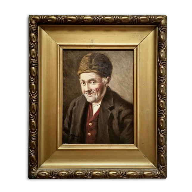 Antique German Portrait Oil Painting on Canvas, Original Signed Artwork, Gold Framed Wall Art, Home Decor Wall Art, Collectible Fine Art