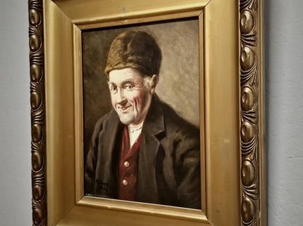 Antique German Portrait Oil Painting on Canvas, Original Signed Artwork, Gold Framed Wall Art, Home Decor Wall Art, Collectible Fine Art