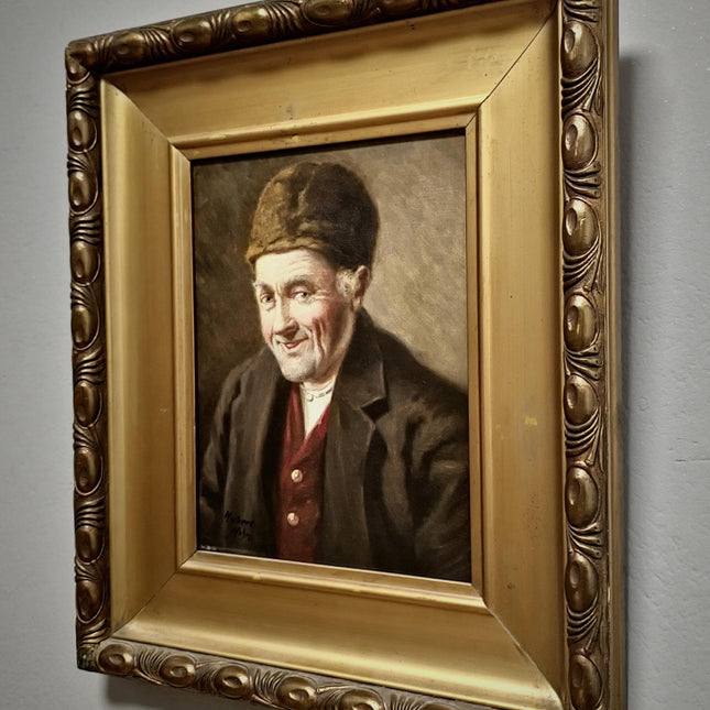 Antique German Portrait Oil Painting on Canvas, Original Signed Artwork, Gold Framed Wall Art, Home Decor Wall Art, Collectible Fine Art