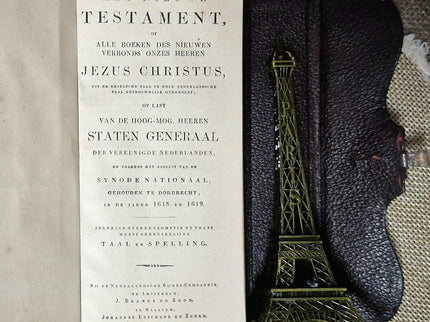 1920 Rare Antique Dutch Bible New Testament, Leather Bound, Silver Lock, Vintage Religious Scripture Book, Church Collectible Heirloom Gift