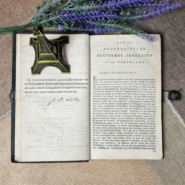 1819 Rare Antique Dutch Psalms Bible, Leather Bound, Silver Rosette Lock, Old Testament Hymnal Volume, Collectible Religious Scripture Gift