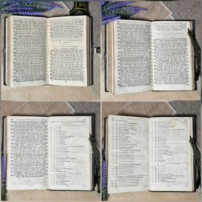 1819 Rare Antique Dutch Psalms Bible, Leather Bound, Silver Rosette Lock, Old Testament Hymnal Volume, Collectible Religious Scripture Gift