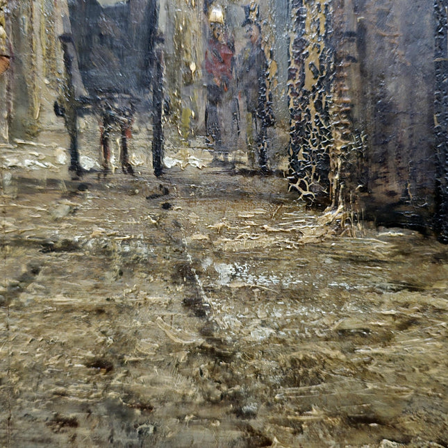 Vintage Dutch Streetscape Oil Painting, Signed Gold Framed Original Artwork, Cottagecore Decor, Home Wall Art, Collectible Fine Landscape