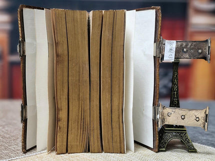 1856 Rare Antique Dutch Bible, Old & New Testament, Leather Bound, Double Silver Floral Locks, Collectible Heirloom Religious Scripture Gift
