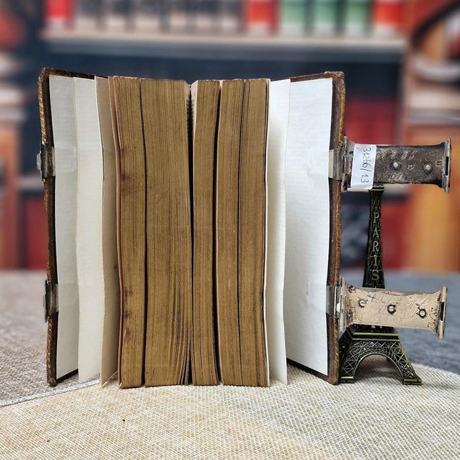 1856 Rare Antique Dutch Bible, Old & New Testament, Leather Bound, Double Silver Floral Locks, Collectible Heirloom Religious Scripture Gift