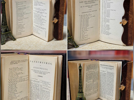 1884 Rare Antique Dutch New Testament Bible, Leather Bound with Gold Lock, Engraved Clasp, Vintage Collectible Religious Scripture Gift