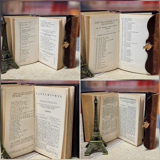 1884 Rare Antique Dutch New Testament Bible, Leather Bound with Gold Lock, Engraved Clasp, Vintage Collectible Religious Scripture Gift