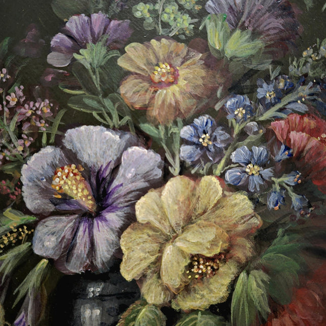Vintage Dutch Floral Fruit Still Life Oil Painting, Original Gold Framed Artwork, Cottagecore Decor, Dark Academia, Collectible Fine Art