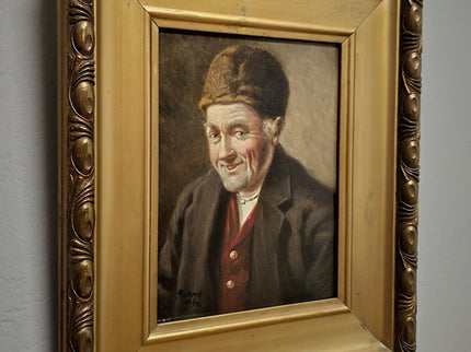 Antique German Portrait Oil Painting on Canvas, Original Signed Artwork, Gold Framed Wall Art, Home Decor Wall Art, Collectible Fine Art