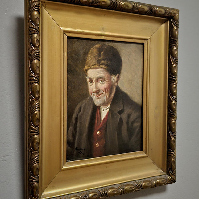 Antique German Portrait Oil Painting on Canvas, Original Signed Artwork, Gold Framed Wall Art, Home Decor Wall Art, Collectible Fine Art
