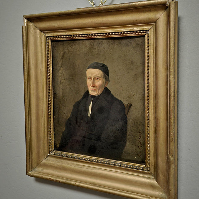 Antique German Academic Oil Portrait, Signed Framed Original 19th-Century Artwork, Home Decor Wall Art, Historical Collectible Fine Art