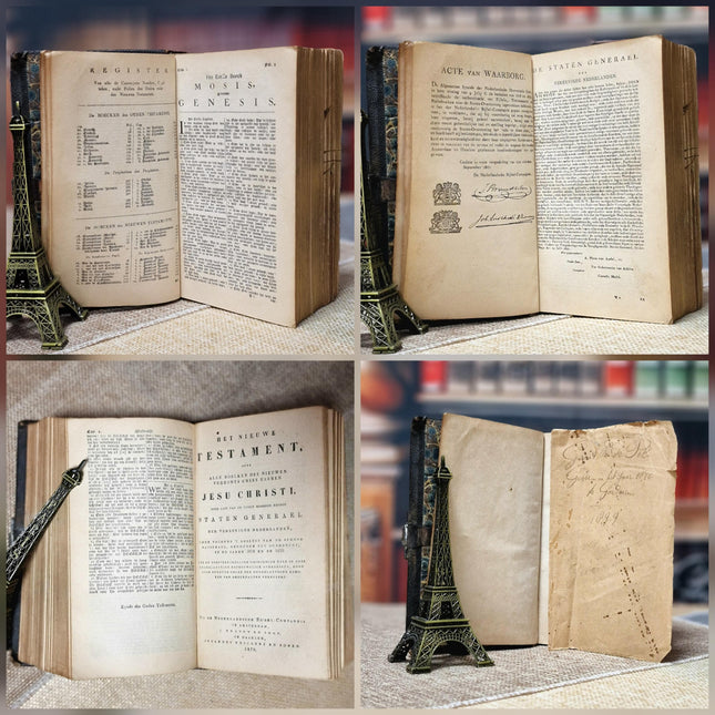1878 Antique Dutch Bible, Leather Bound with Silver Lock, Complete Old & New Testament, Psalter, Heritage Religious Scripture Keepsake Gift