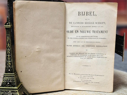 1901 Rare Antique Dutch Bible, Leather Bound, Silver Lock, Old & New Testament with Psalter and Synodal Catechism, Christian Devotional Book