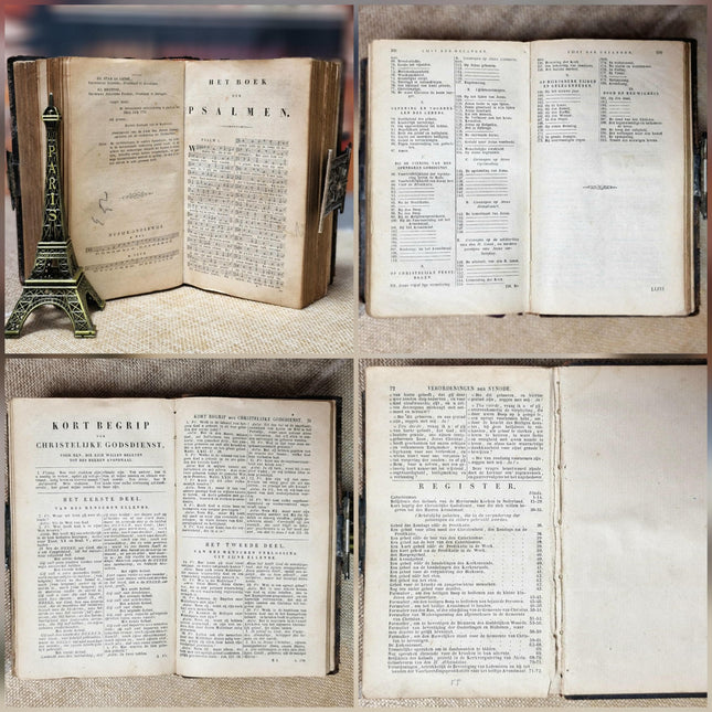 1901 Rare Antique Dutch Bible, Leather Bound, Silver Lock, Old & New Testament with Psalter and Synodal Catechism, Christian Devotional Book