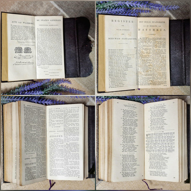 1920 Rare Antique Dutch Bible New Testament, Leather Bound, Silver Lock, Vintage Religious Scripture Book, Church Collectible Heirloom Gift