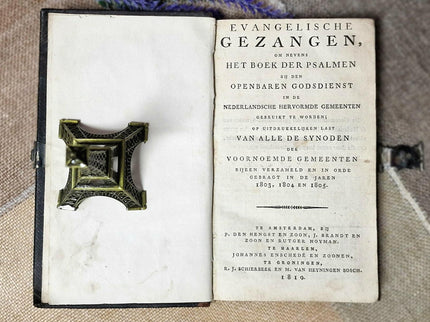 1819 Rare Antique Dutch Psalms Bible, Leather Bound, Silver Rosette Lock, Old Testament Hymnal Volume, Collectible Religious Scripture Gift