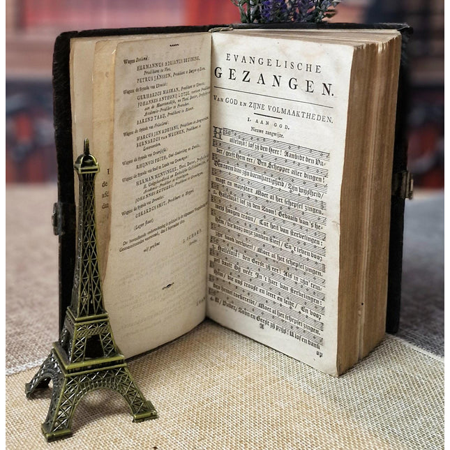 1819 Rare Antique Dutch Psalms Bible, Leather Bound, Silver Rosette Lock, Old Testament Hymnal Volume, Collectible Religious Scripture Gift
