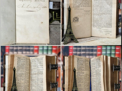 1856 Rare Antique Dutch Bible, Old & New Testament, Leather Bound, Double Silver Floral Locks, Collectible Heirloom Religious Scripture Gift