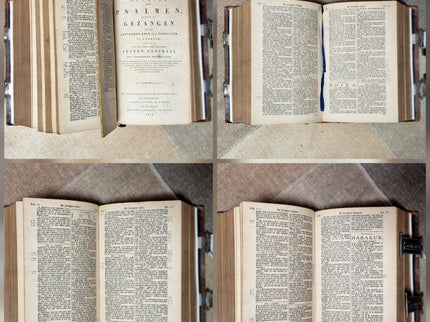 1856 Rare Antique Dutch Bible, Old & New Testament, Leather Bound, Double Silver Floral Locks, Collectible Heirloom Religious Scripture Gift