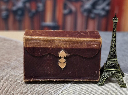 1884 Rare Antique Dutch New Testament Bible, Leather Bound with Gold Lock, Engraved Clasp, Vintage Collectible Religious Scripture Gift
