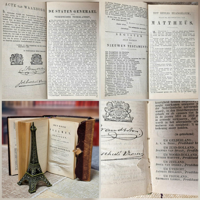 1884 Rare Antique Dutch New Testament Bible, Leather Bound with Gold Lock, Engraved Clasp, Vintage Collectible Religious Scripture Gift