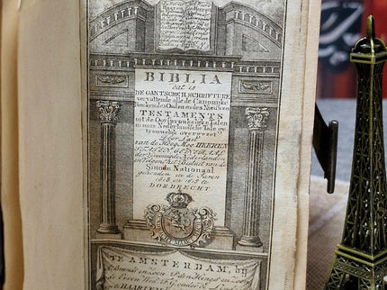 1824 Rare Antique Dutch Bible & Psalter, Leather Bound with Silver Lock, Complete Old and New Testament, Psalms and Hymns, Scripture Gift