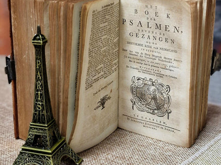 1824 Rare Antique Dutch Bible & Psalter, Leather Bound with Silver Lock, Complete Old and New Testament, Psalms and Hymns, Scripture Gift