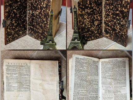 1824 Rare Antique Dutch Bible & Psalter, Leather Bound with Silver Lock, Complete Old and New Testament, Psalms and Hymns, Scripture Gift