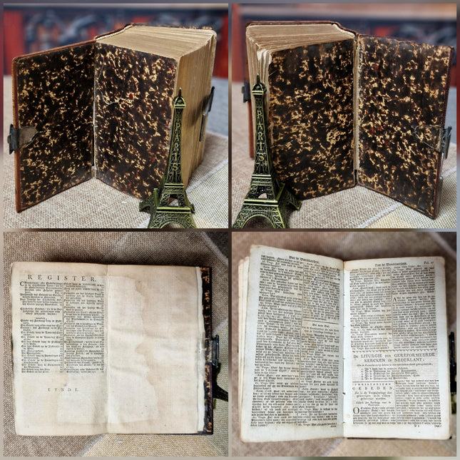 1824 Rare Antique Dutch Bible & Psalter, Leather Bound with Silver Lock, Complete Old and New Testament, Psalms and Hymns, Scripture Gift