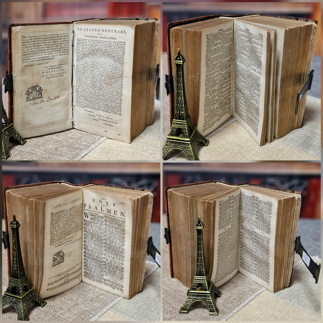 1824 Rare Antique Dutch Bible & Psalter, Leather Bound with Silver Lock, Complete Old and New Testament, Psalms and Hymns, Scripture Gift