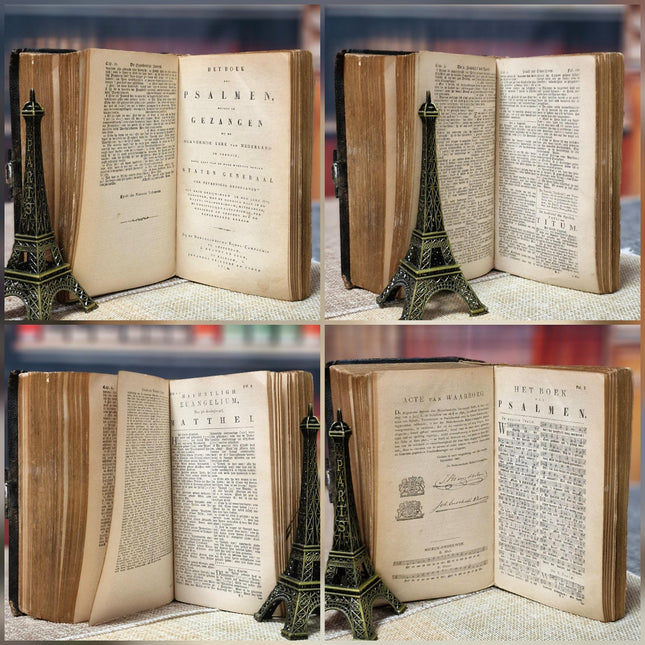 1878 Antique Dutch Bible, Leather Bound with Silver Lock, Complete Old & New Testament, Psalter, Heritage Religious Scripture Keepsake Gift