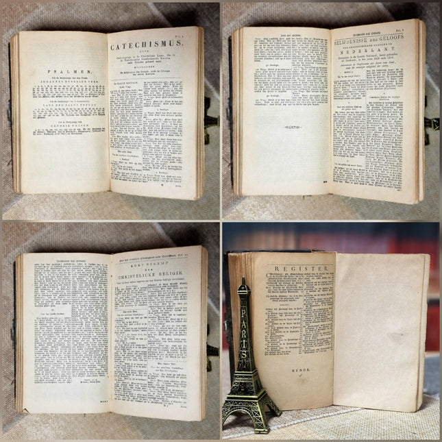 1878 Antique Dutch Bible, Leather Bound with Silver Lock, Complete Old & New Testament, Psalter, Heritage Religious Scripture Keepsake Gift