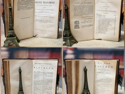 1901 Rare Antique Dutch Bible, Leather Bound, Silver Lock, Old & New Testament with Psalter and Synodal Catechism, Christian Devotional Book