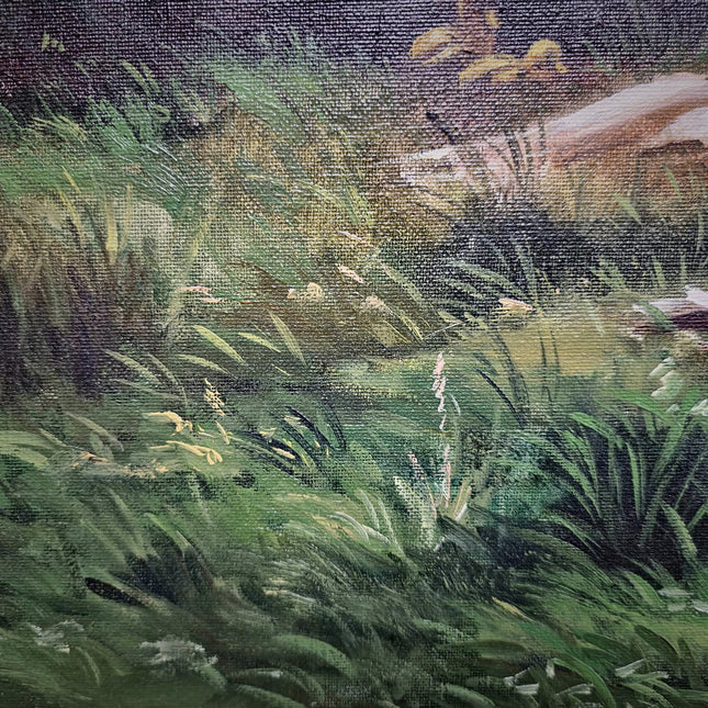 Vintage French Animal Oil Painting Ducks in Meadow, Rustic Farmhouse Wall Decor, Signed Artwork, Collectible European Art, Unique Gift Idea