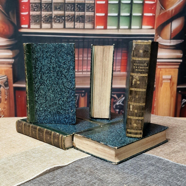 Antique French Books for Decor, Decorative Literature Set, Bookshelf Styling, Library Display, Wedding Centerpieces, Vintage Classic Accents