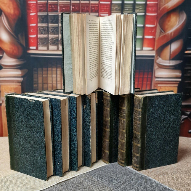 Antique French Books for Decor, Decorative Literature Set, Bookshelf Styling, Library Display, Wedding Centerpieces, Vintage Classic Accents
