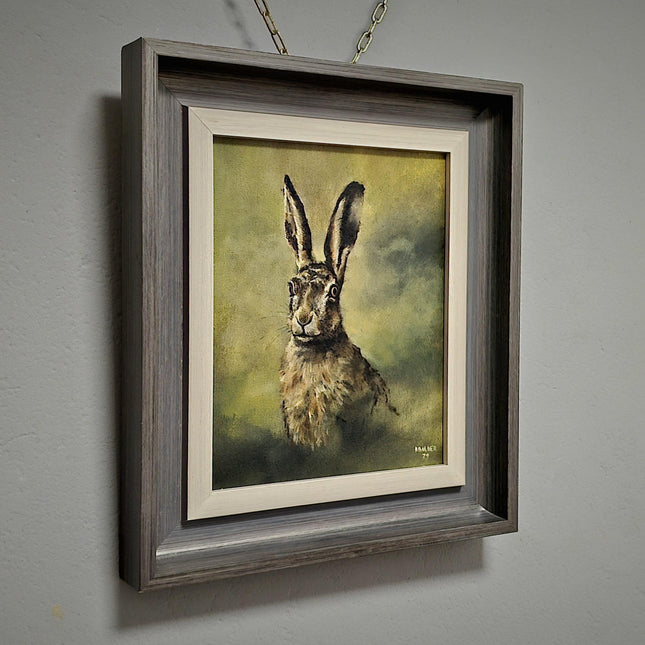 Vintage Dutch Wildlife Oil Painting, Signed Original Hare Portrait, Realistic Animal Artwork, Rustic Farmhouse Wall Decor, European Fine Art
