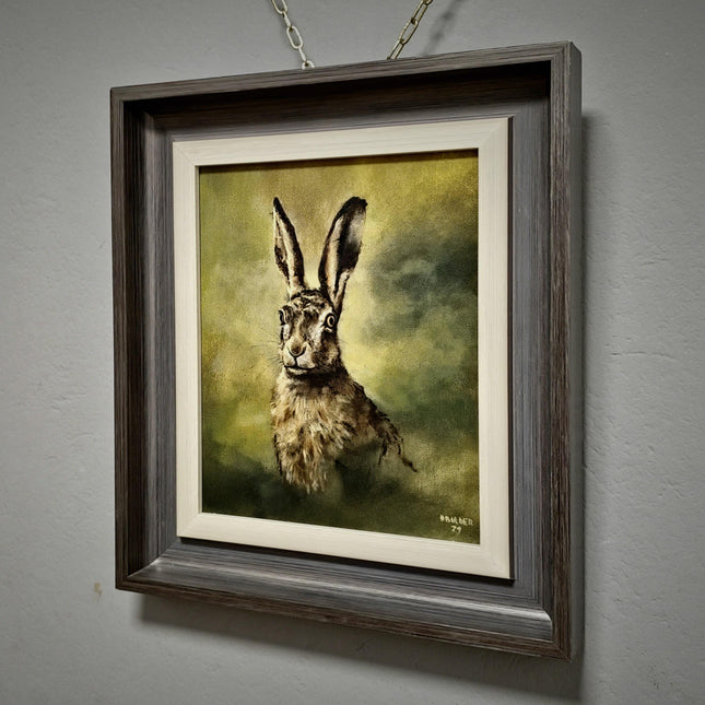 Vintage Dutch Wildlife Oil Painting, Signed Original Hare Portrait, Realistic Animal Artwork, Rustic Farmhouse Wall Decor, European Fine Art