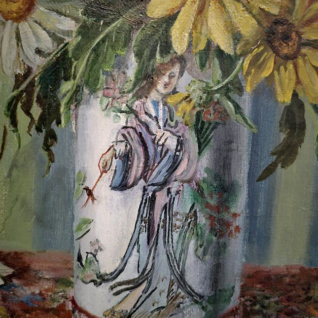 Antique French Floral Oil Painting, Colorful Still Life Bouquet, Signed Original Artwork, Elegant Vintage Wall Art Decor, Cottagecore Gift