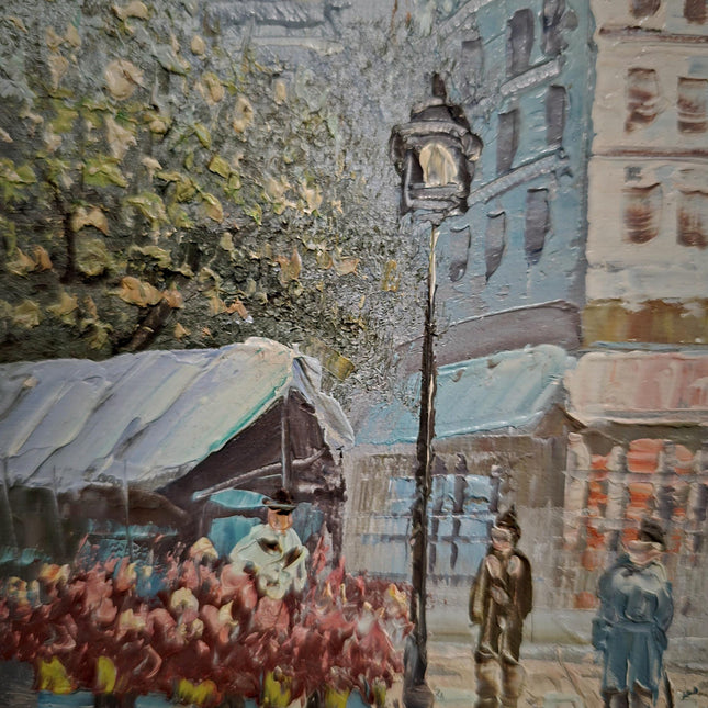 Antique French Impressionist Oil Painting, Signed Paris Street Scene Wall Art on Canvas, Vintage Artwork for Elegant Home Decor, Unique Gift