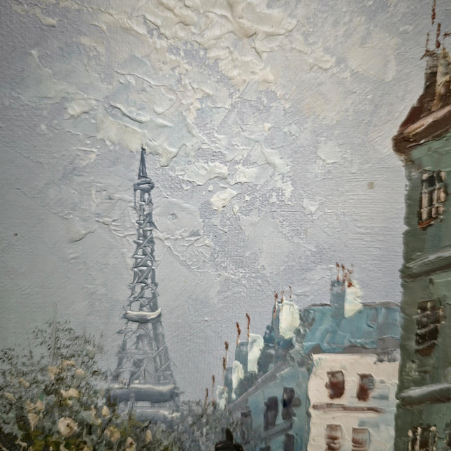 Antique French Impressionist Oil Painting, Signed Paris Street Scene Wall Art on Canvas, Vintage Artwork for Elegant Home Decor, Unique Gift