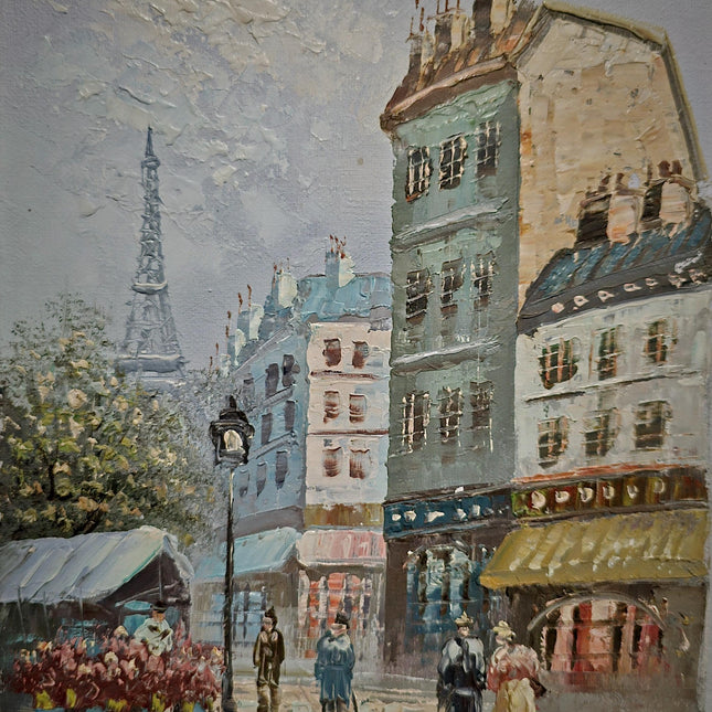 Antique French Impressionist Oil Painting, Signed Paris Street Scene Wall Art on Canvas, Vintage Artwork for Elegant Home Decor, Unique Gift