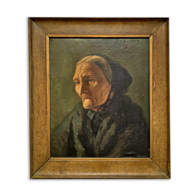Antique Dutch Portrait Oil Painting Elderly Woman, Signed Framed Original Artwork, Rustic Home Wall Decor, Vintage Collectible Fine Art