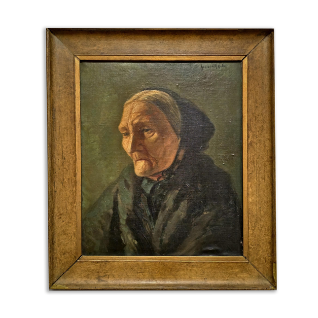 Antique Dutch Portrait Oil Painting Elderly Woman, Signed Framed Original Artwork, Rustic Home Wall Decor, Vintage Collectible Fine Art