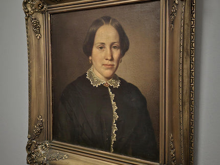 Antique Portrait Oil Painting German Signed Original 19th Century Artwork Framed Biedermeier Style Fine Art European Collectible Wall Decor
