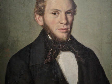 Antique Portrait Oil Painting Signed Original Bourgeois Artwork Framed 19th Century Gentleman European Collectible Fine Art Home Wall Decor