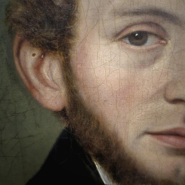 Antique Portrait Oil Painting Signed Original Bourgeois Artwork Framed 19th Century Gentleman European Collectible Fine Art Home Wall Decor